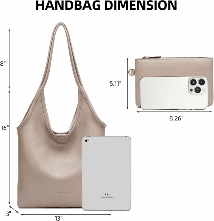 Slouchy Hobo Bags for Women Soft Designer Shoulder Purses Ladies Top Handle Handbag - Image 3
