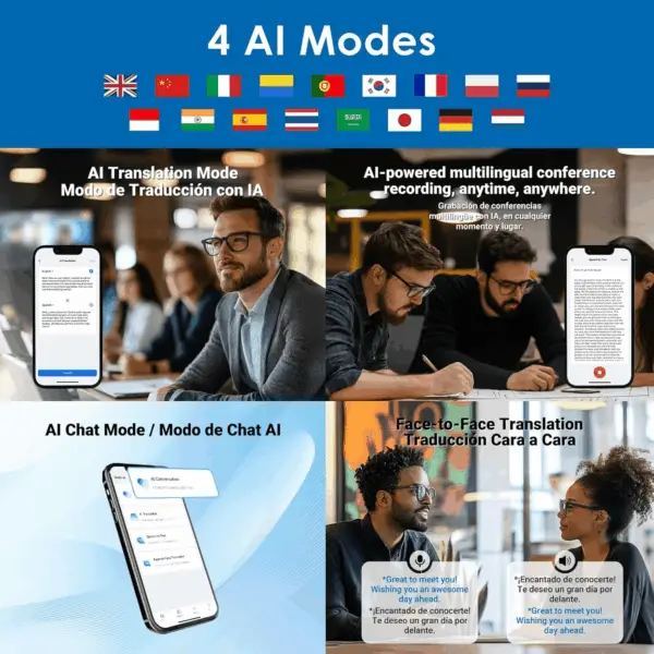 AI Glasses, AI Assistant, AI Translator Powered by Chatgpt, Anti-Blue Light Bluetooth Smart Glasses for Men & Women, 11H Life, Voice Control, Audio Smart Eyewear for Gaming Travel Meeting Memos - Image 4
