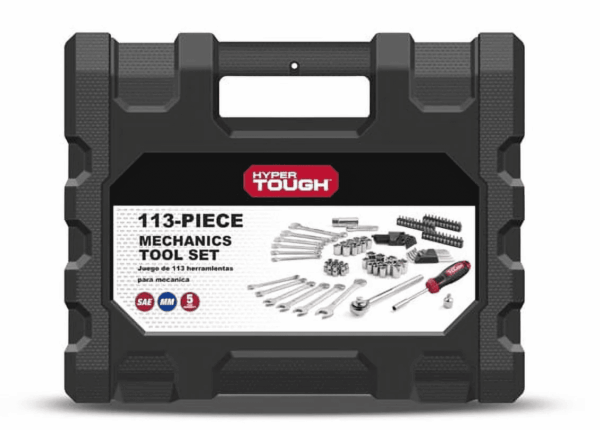 113 Piece 1/4 and 3/8 Inch Drive SAE Mechanics Tool Set, New Condition