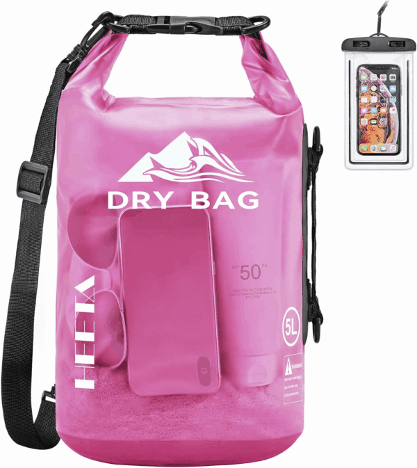 Dry Bag Waterproof for Women Men, 5L/10L/20L/30L/40L Roll Top Lightweight Dry Storage Bag Backpack with Phone Case for Travel, Swimming, Boating, Kayaking, Camping & Beach, 11 Transparent Colors