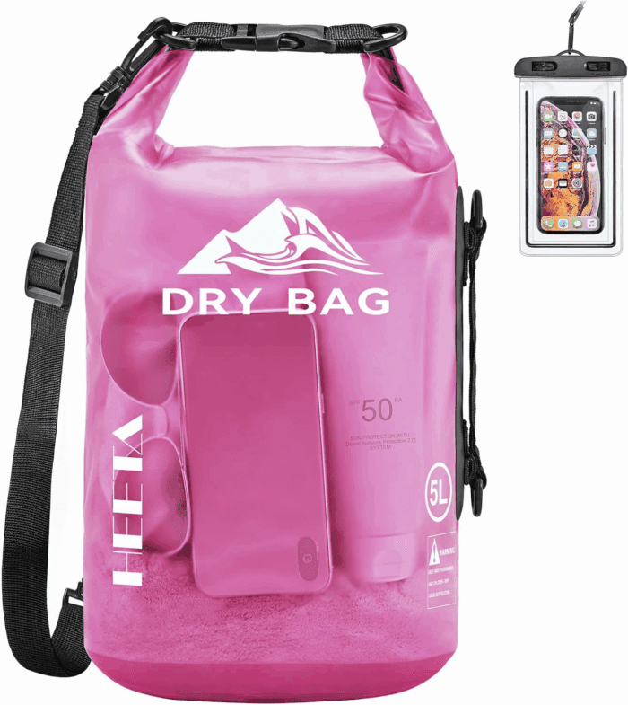 Dry Bag Waterproof for Women Men, 5L/10L/20L/30L/40L Roll Top Lightweight Dry Storage Bag Backpack with Phone Case for Travel, Swimming, Boating, Kayaking, Camping & Beach, 11 Transparent Colors