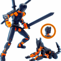 (Assembly Completed) T13 Action Figure Set, 3D Printed Toys Robo 13 Action Figure,Dummy 13 Titan 13 Action Figure (Black + Orange)