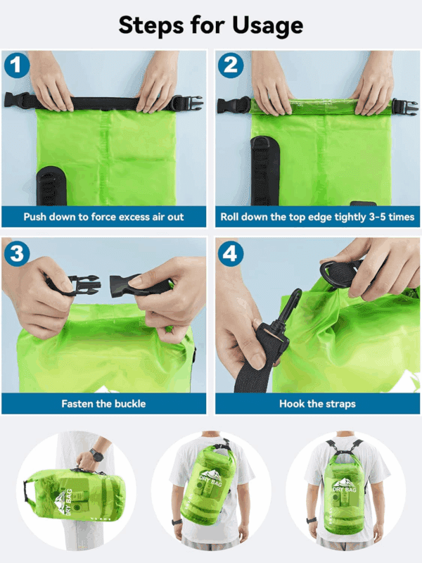 Dry Bag Waterproof for Women Men, 5L/10L/20L/30L/40L Roll Top Lightweight Dry Storage Bag Backpack with Phone Case for Travel, Swimming, Boating, Kayaking, Camping & Beach, 11 Transparent Colors - Image 5