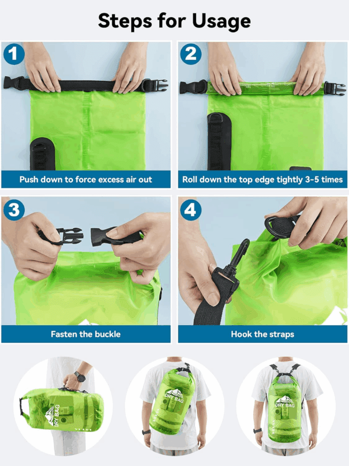 Dry Bag Waterproof for Women Men, 5L/10L/20L/30L/40L Roll Top Lightweight Dry Storage Bag Backpack with Phone Case for Travel, Swimming, Boating, Kayaking, Camping & Beach, 11 Transparent Colors - Image 5