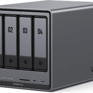 Nasync DXP4800 plus 4-Bay Desktop NAS, Intel Pentium Gold 8505 5-Core CPU, 8GB DDR5 RAM, 128G SSD, 1 * 10Gbe, 1 * 2.5Gbe, 2 * M.2 Nvme Slots, 4K HDMI, Network Attached Storage (Diskless)