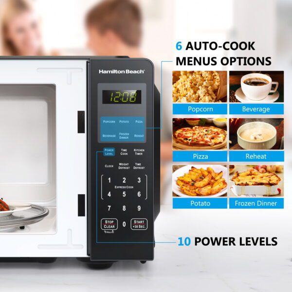 0.9 Cu Ft Countertop Microwave Oven, 900 Watts, Black Stainless Steel, New - Image 6
