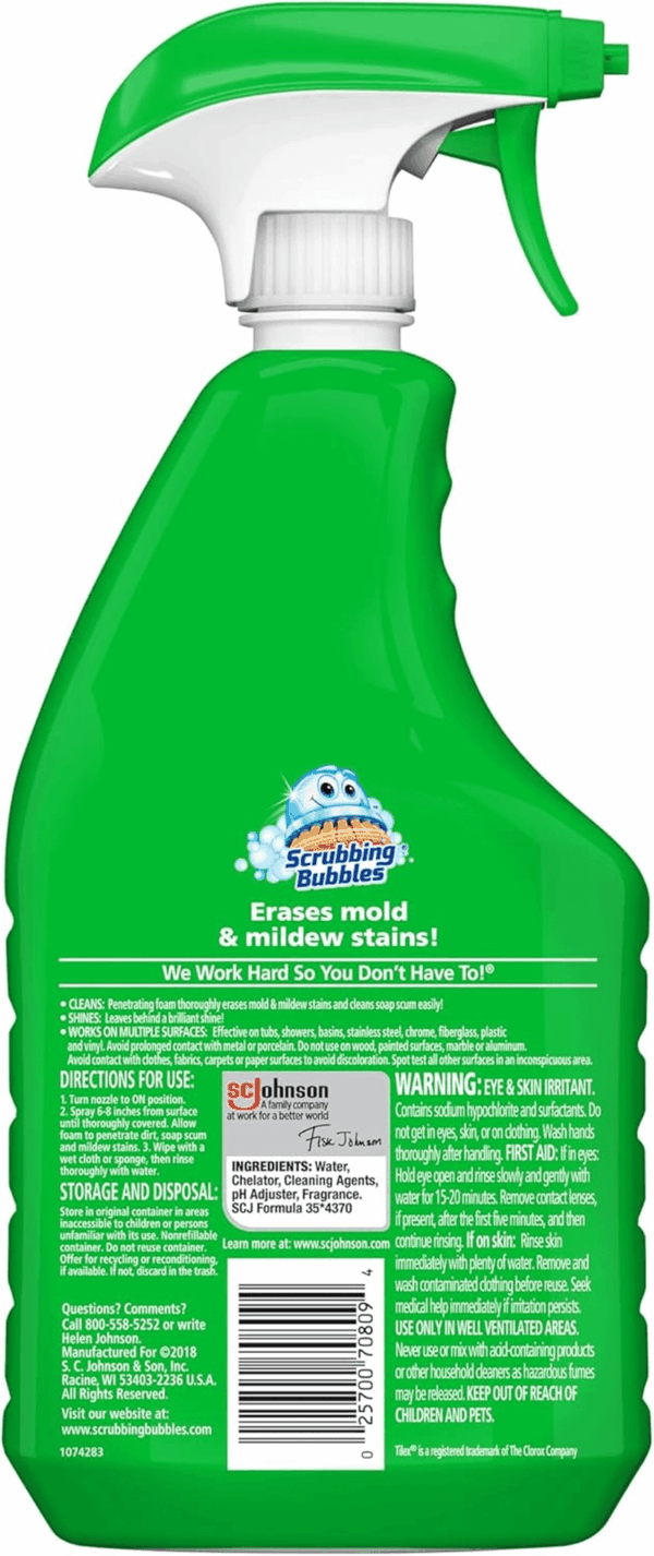 Foaming Bleach Bathroom and Shower Cleaner Disinfectant Spray, Helps Erase Mold & Mildew, 32Oz - Image 2
