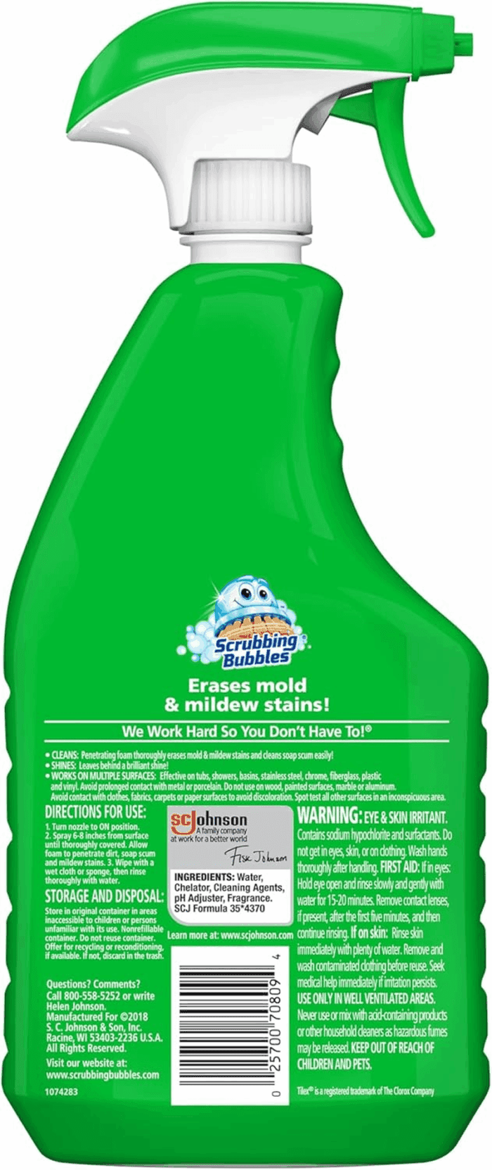 Foaming Bleach Bathroom and Shower Cleaner Disinfectant Spray, Helps Erase Mold & Mildew, 32Oz - Image 2