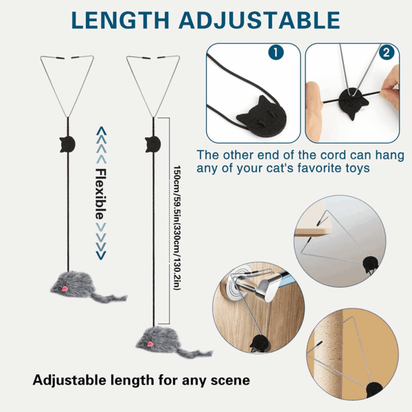 Interactive Cat Feather Toys,Retractable Teaser Toy ，Hanging Interactive Toys for Indoor Cats Kitten Play Chase Exercise, Kitten Mental Exercise Toys (1 Pack) - Image 6