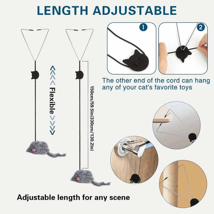 Interactive Cat Feather Toys,Retractable Teaser Toy ，Hanging Interactive Toys for Indoor Cats Kitten Play Chase Exercise, Kitten Mental Exercise Toys (1 Pack) - Image 6