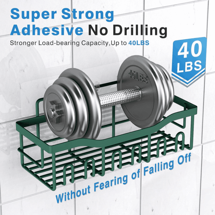 5-Pack Rustproof Stainless Steel Shower Caddy – No Drill Adhesive Bathroom Organizer with Large Capacity, Spacious Shower Shelves for inside Shower, Kitchen & Home Decor Storage - Image 4
