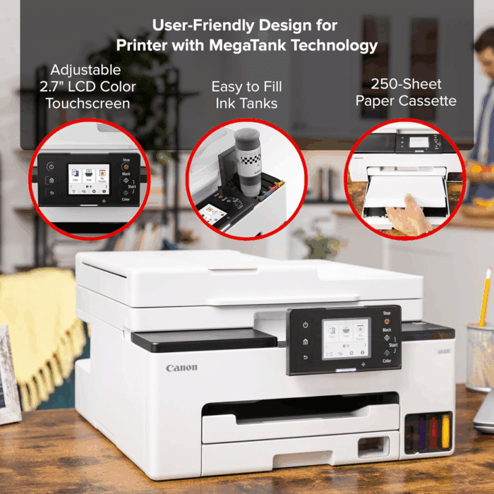 Megatank GX2020 All-In-One Wireless Supertank [Megatank] Printer | Print, Copy and Scan| Mobile Printing |2.7" LCD Color Touchscreen | Auto Document Feeder and Auto Duplex Printing - Image 3