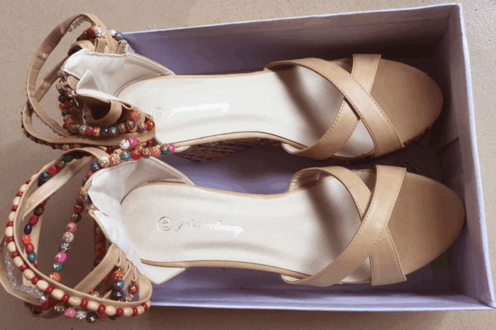 Women'S Wedge Sandals with Pearls across the Top Platform Sandals High Heels - Image 4