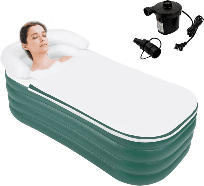 For Adult Spa Inflatable Adult Bath Tub, Foldable Portable Inflatable Soaking Bathtub with Electric Air Pump Blow up Bathtub