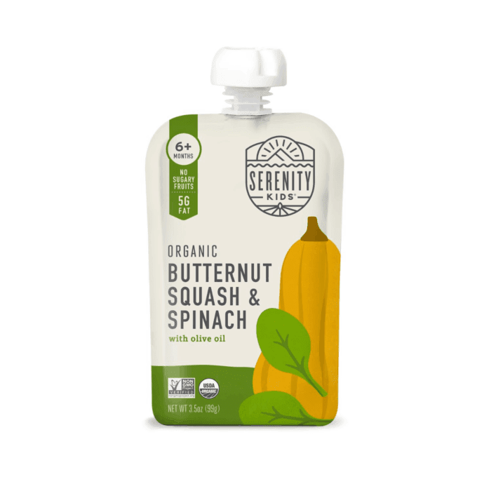 6+ Months USDA Organic Veggie Puree Baby Food Pouches | No Sugary Fruits or Added Sugar | Allergen Free | 3.5 Ounce Bpa-Free Pouch | Butternut Squash & Spinach | 1 Count