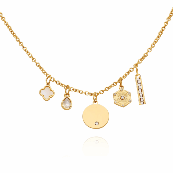Women'S Gold-Tone Interchangeable Love Theme Charms Necklace. - Image 9