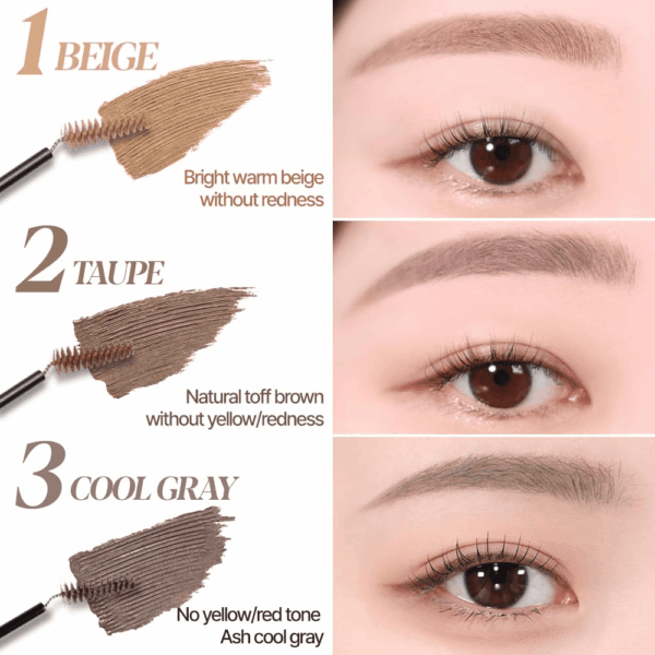 the Brow Color Fixing Cara #1 Beige 0.1 Fl Oz | Easy Fixing without Clumping with Skinny Brush | Long Lasting Smudgeproof Eyebrow Mascara | Soft Mood Coloring Tinted Gel | Korean Eye Makeup - Image 3