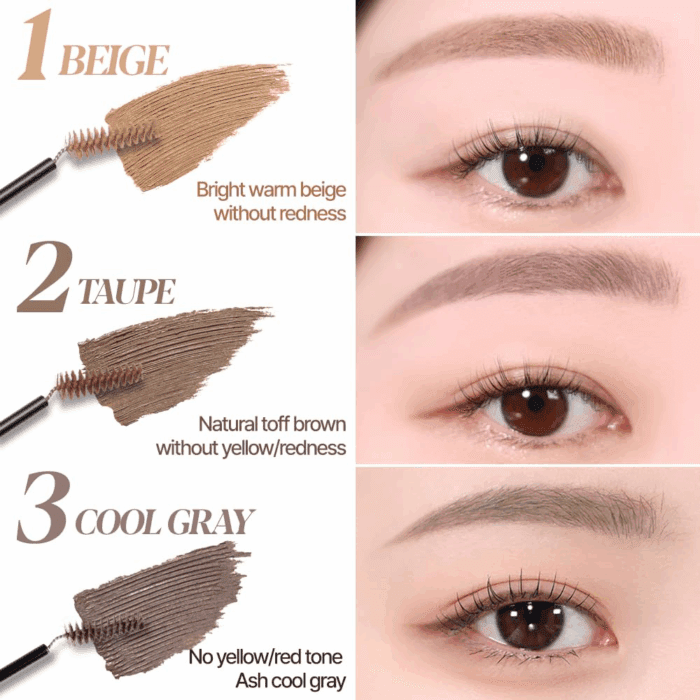 the Brow Color Fixing Cara #1 Beige 0.1 Fl Oz | Easy Fixing without Clumping with Skinny Brush | Long Lasting Smudgeproof Eyebrow Mascara | Soft Mood Coloring Tinted Gel | Korean Eye Makeup - Image 3