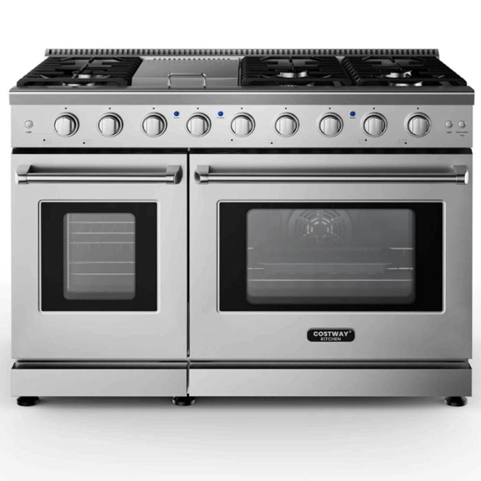 48 Inches Freestanding Natural Gas Range with 7 Burners Cooktop, Gas Cooktop for Kitchen, Stainless Steel - Image 2