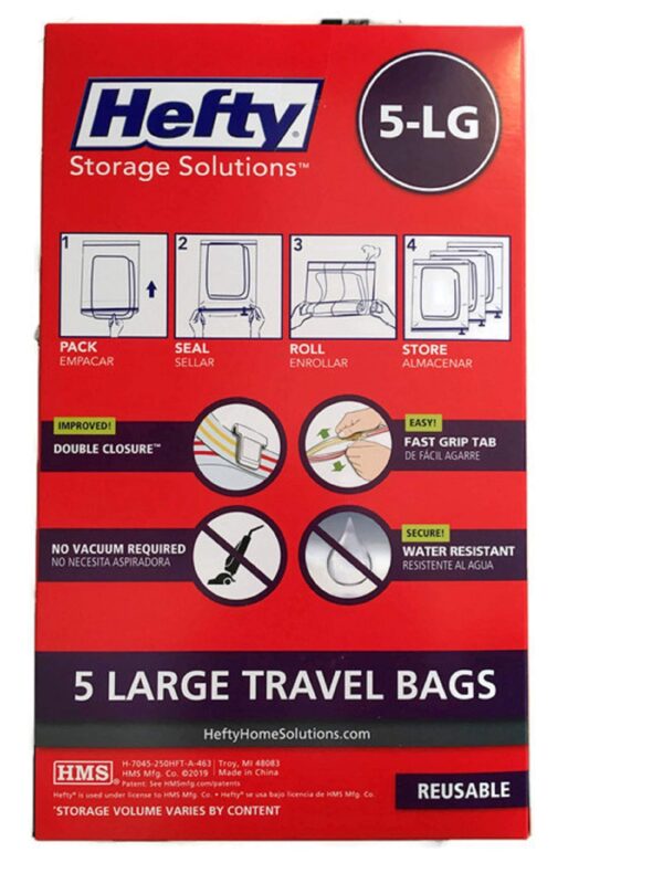 SHRINK-PAK 5 Large Rolled Compression Travel Bags, Travel Organization, Adults and Tweens - Image 2