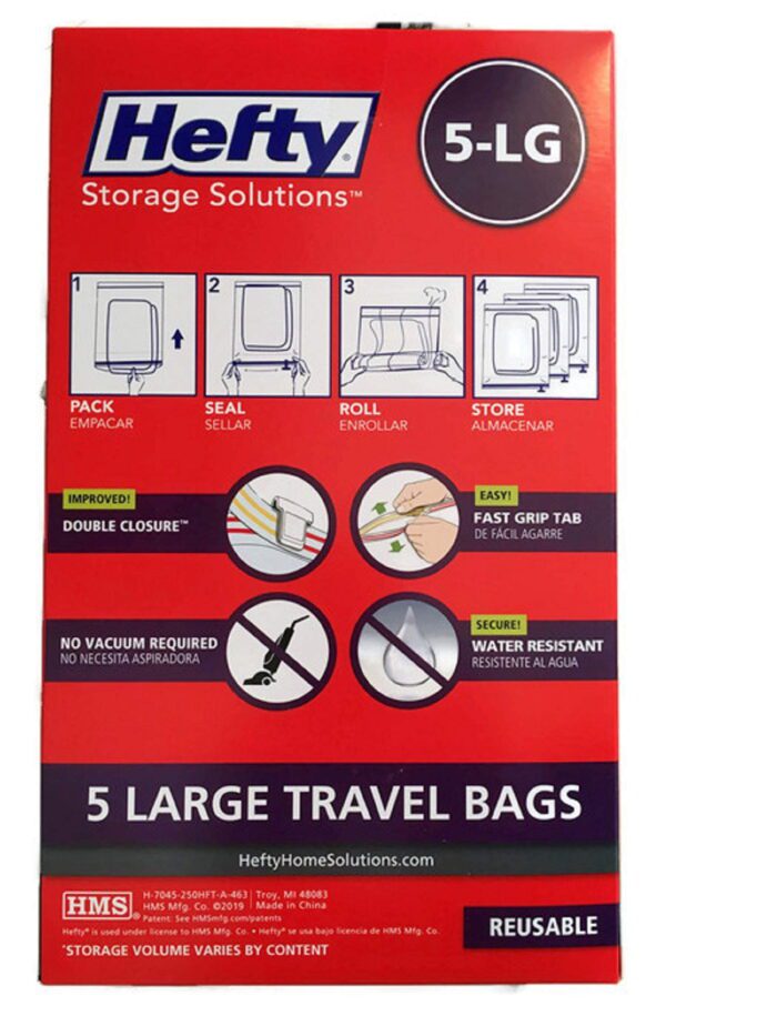 SHRINK-PAK 5 Large Rolled Compression Travel Bags, Travel Organization, Adults and Tweens - Image 2