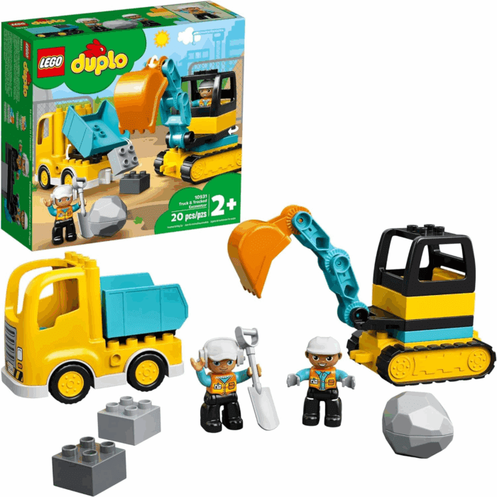 DUPLO Town Truck & Tracked Excavator Construction Vehicle 10931 Toy for Toddlers 2-4 Years Old Girls & Boys, Fine Motor Skills Development and Learning Toy