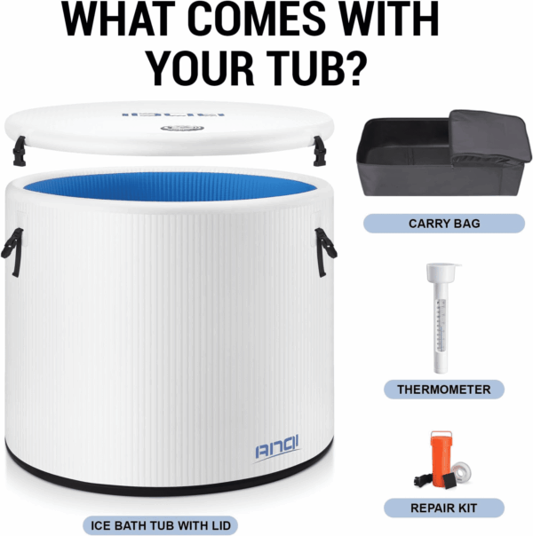 XL Cold Plunge Tub for Athletes, Compatible with Water Chiller, 134-Gallon Inflatable Ice Bathtub with Insulated Lid, Thermometer, Pro Grade Cold Plunge Ice Pod for Outdoor & Indoor Cold Water Therapy - Image 7