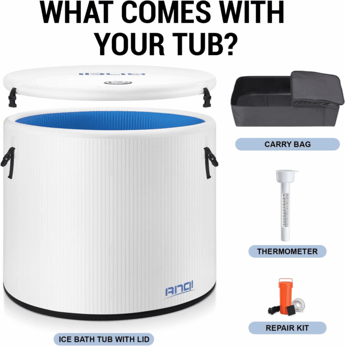 XL Cold Plunge Tub for Athletes, Compatible with Water Chiller, 134-Gallon Inflatable Ice Bathtub with Insulated Lid, Thermometer, Pro Grade Cold Plunge Ice Pod for Outdoor & Indoor Cold Water Therapy - Image 7