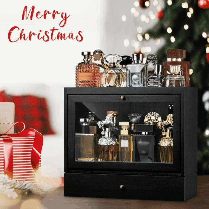 Cologne Organizer for Men, Solid Wood Perfumes Organizer for Men Dresser, Large Capacity Dustproof Cologne Holder with Drawer Storage Perfume Stand Organizer, Ideal Gift for Loved Ones - Image 6