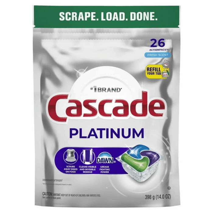 Platinum Dishwasher Pods, Action Pacs Dishwasher Detergent Tabs, Fresh, 26 Count - Image 10