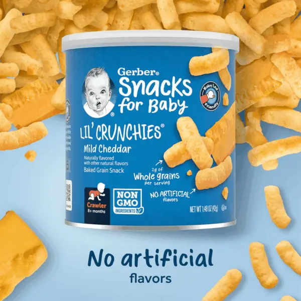 Snacks for Baby Value Pack, Lil Crunchies, Mild Cheddar & Veggie Dip, 1.48 Ounce (Pack of 8) - Image 2