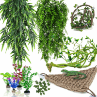 Reptile Plants for Bearded Dragon Tank Accessories, Reptile Hammock Terrarium Plant Vines Branch Plants Habitat Decoration for Lizard Leopard Gecko Snake Chameleon Ball Pythons