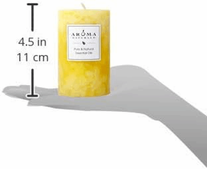 Essential Oil Orange and Lemongrass Scented Pillar Candle, Ambiance, 2.5 Inch X 4 Inch, Yellow - Image 5