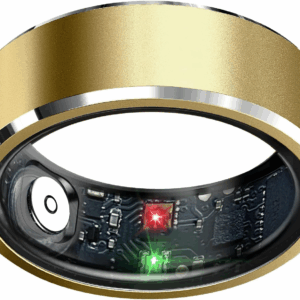 Smart Ring Health Tracker, Sleep Tracker Ring with Heart Rate, Waterproof Fitness Ring for Activity Monitoring/Steps/Distance/Calories,Air Gestures,Up to 7-Day Battery,For Ios Android (Light Gold,#12)