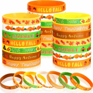 42Pcs Thanksgiving Party Favors Silicone Bracelets Rubber Wristbands Accessories for Autumn Thanksgiving Kids Adults Party Decorations Stuffers Filler Gift Supplies(7 Designs)