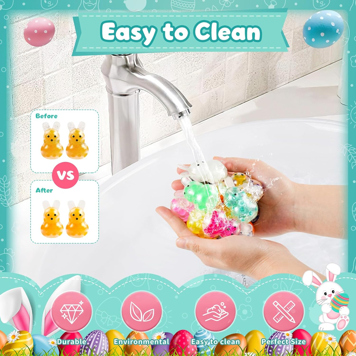 28Pack Easter Squishies,Easter Bunny Stress Balls for Adults,Easter Basket Stuffers,Bulk Squishy Easter Toys Stress Relief Fidget,Easter Egg Fillers Party Favors Gifts - Image 5