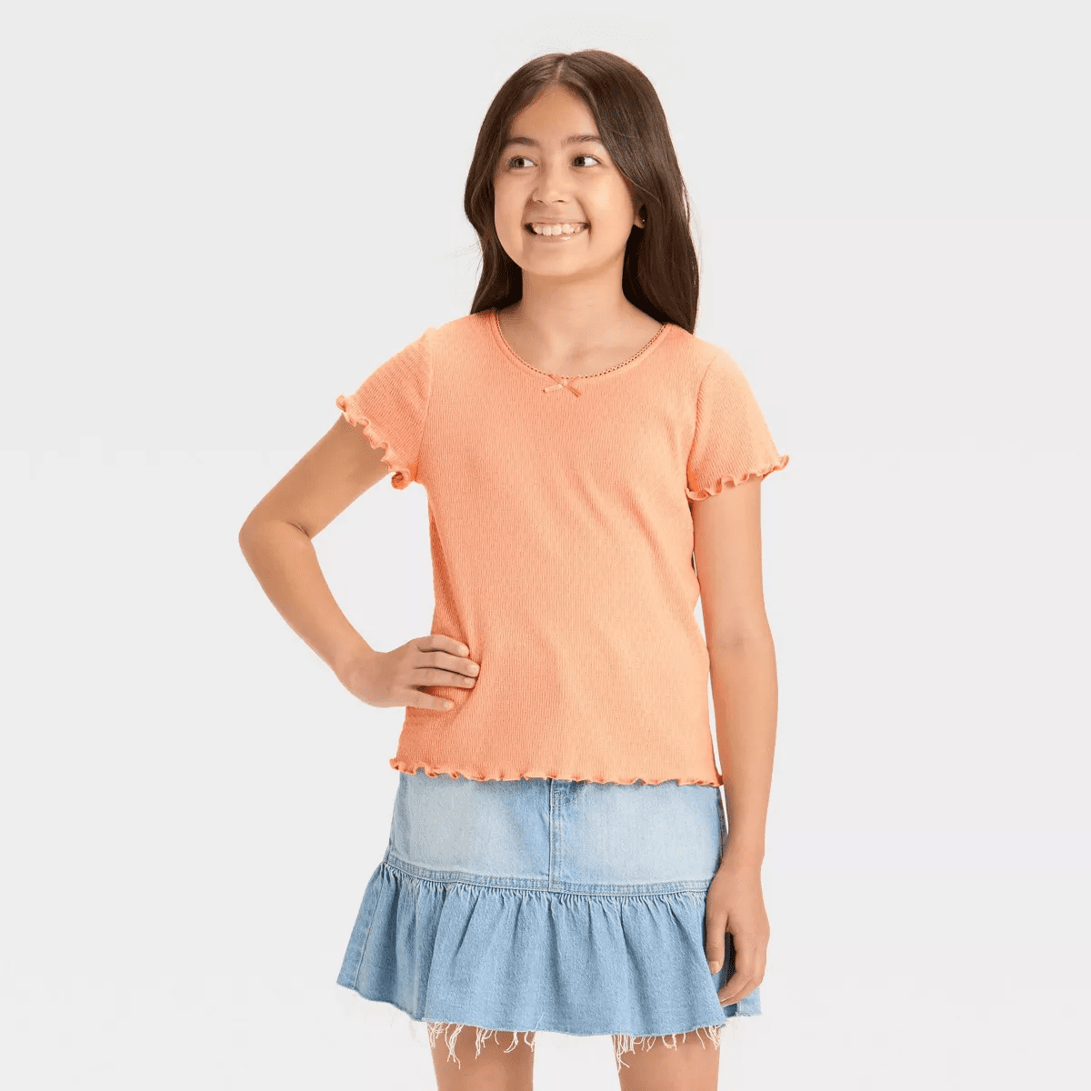 Girls' Short Sleeve Fitted Pointelle T-Shirt - Cat & Jack™ - Image 5