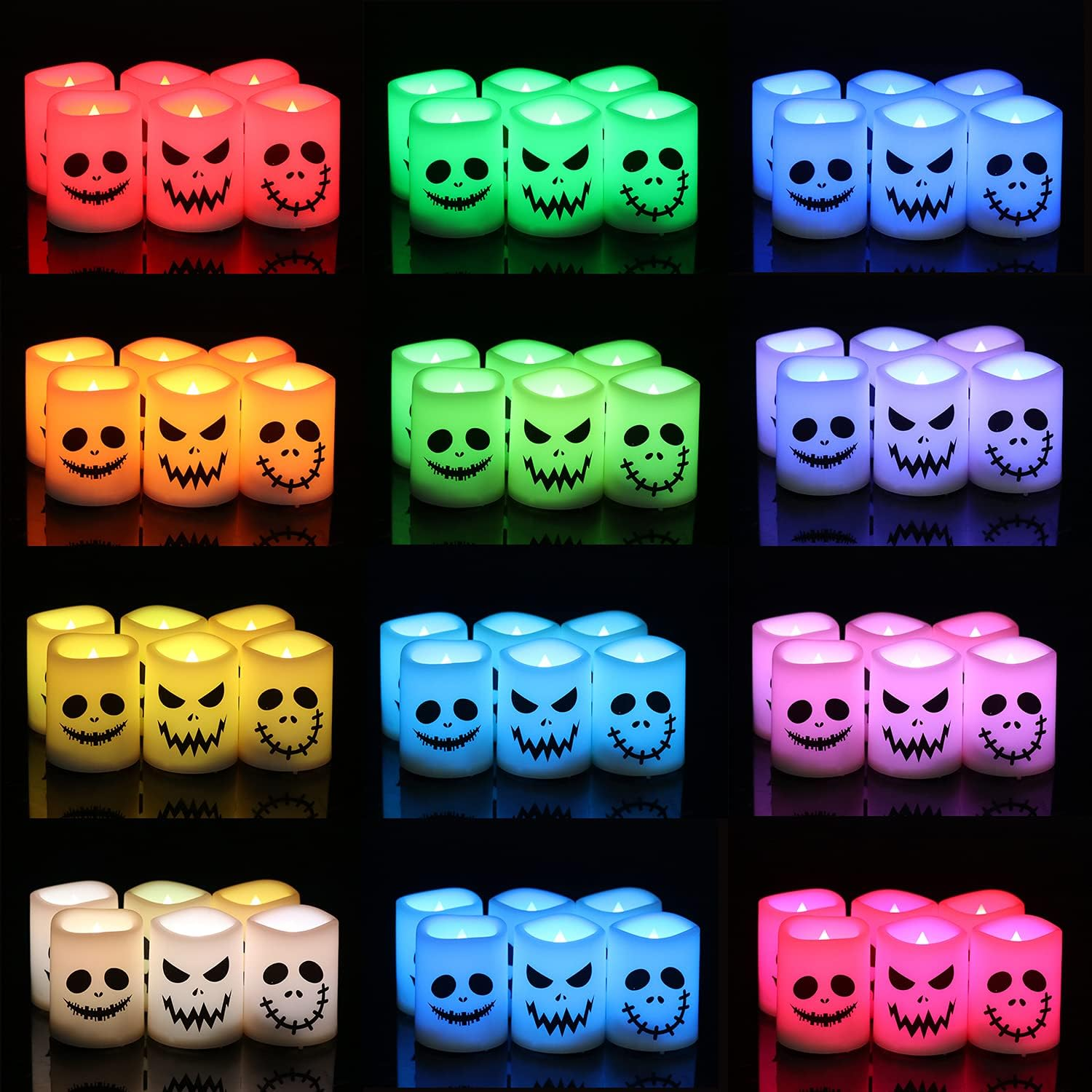Halloween Flameless Votive Candles Color Changing with Remote Timer, Battery Operated LED Tealight Candles for Halloween Home Decoration Gifts(6 Pack, 1.5” X 2”)(Battery Included) - Image 2