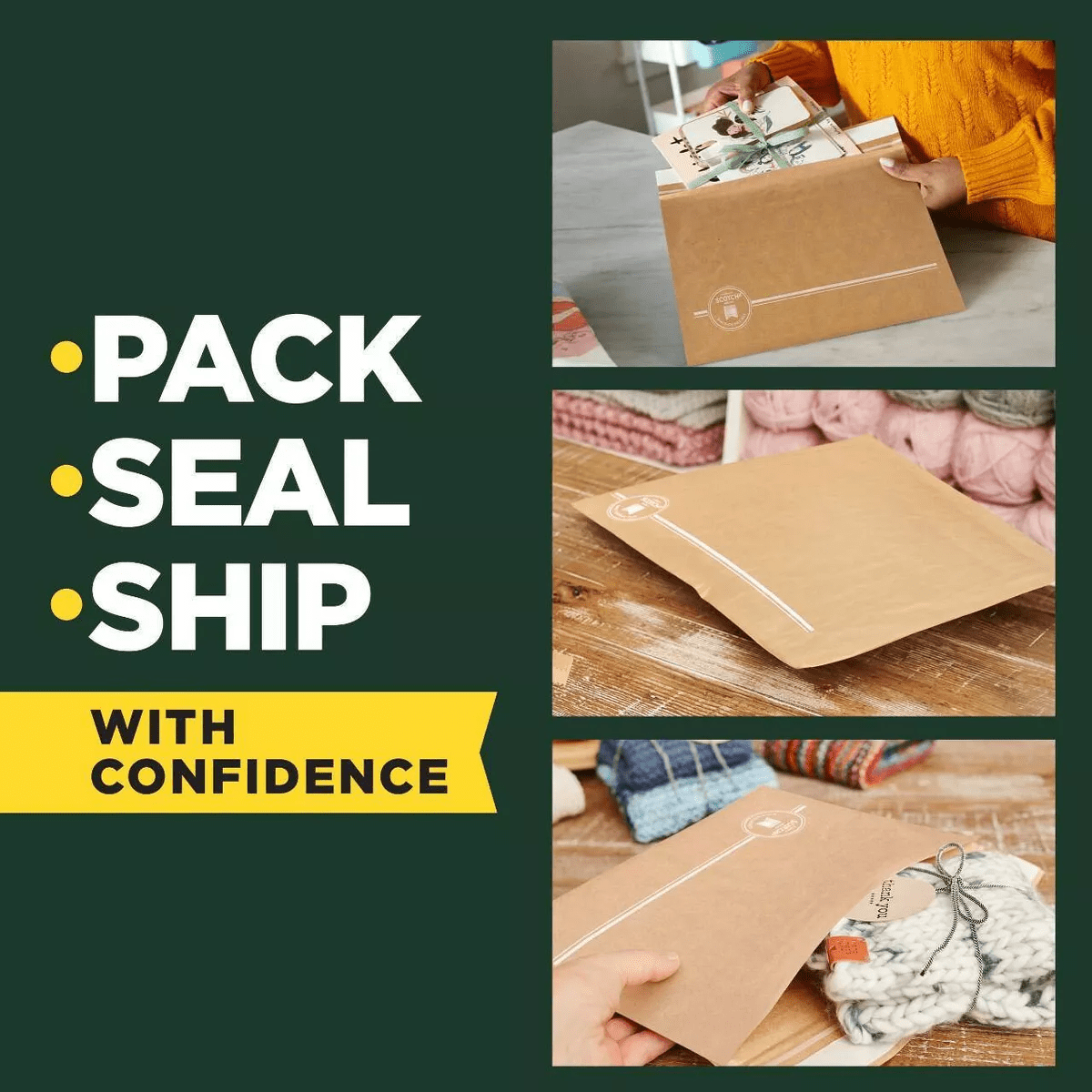 Scotch 6Pk 10.5"X14.7" Curbside Recyclable Mailer Size 5 Brown: Self-Adhesive Padded Shipping Envelopes - Image 11