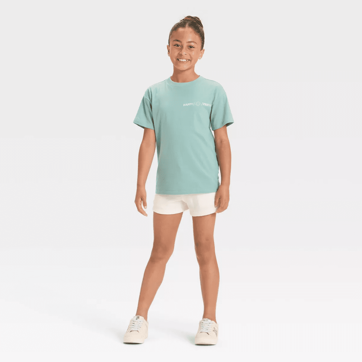 Girls' Short Sleeve Oversized Bubble Tea Graphic T-Shirt - Cat & Jack™ Light Turquoise - Image 4
