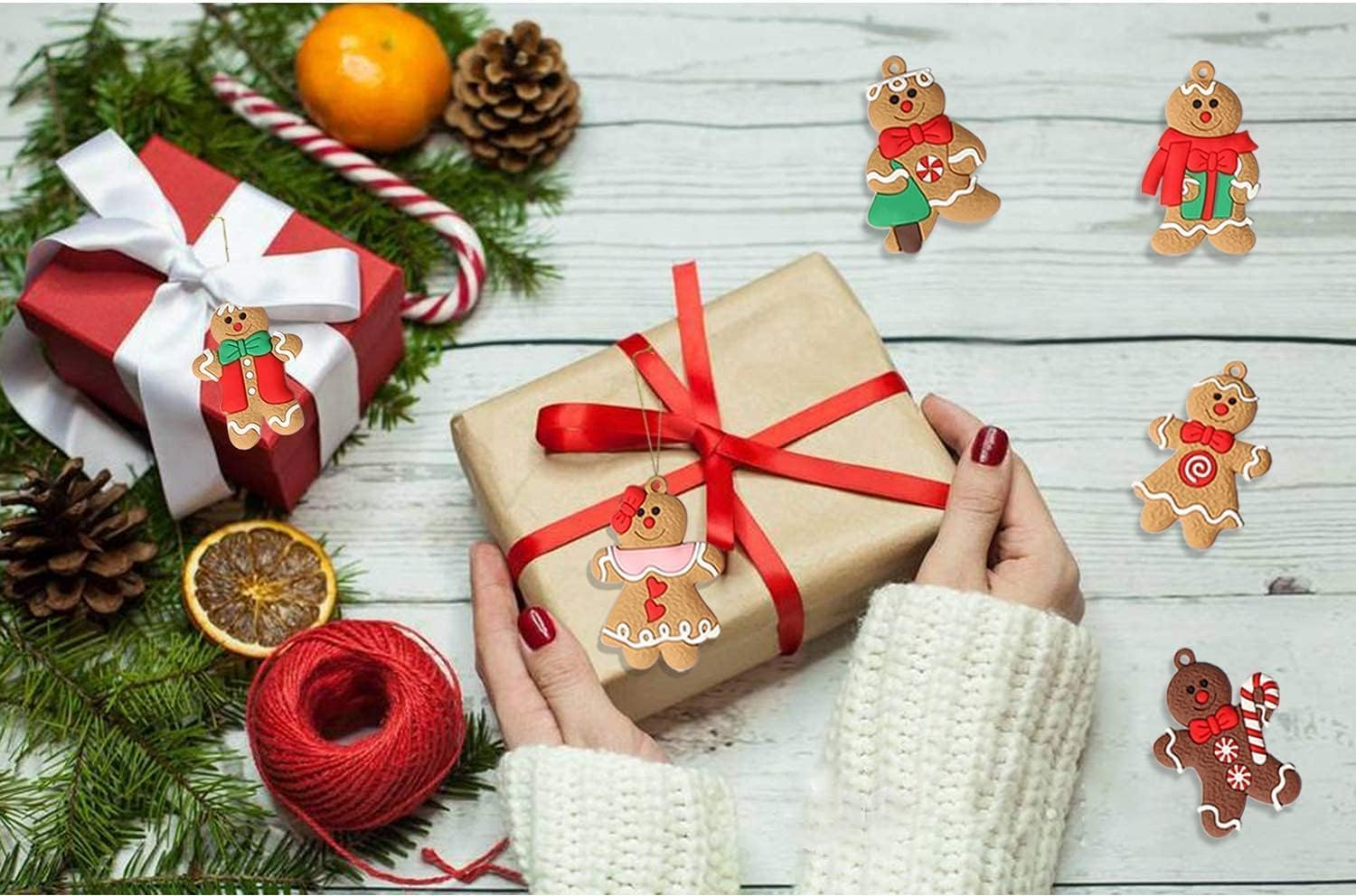 12Pcs Gingerbread Man Ornaments for Christmas Tree, Assorted Gingerbread Figurines Ornaments, Christmas Tree Hanging Decorations, 3 Inch Tall - Image 7