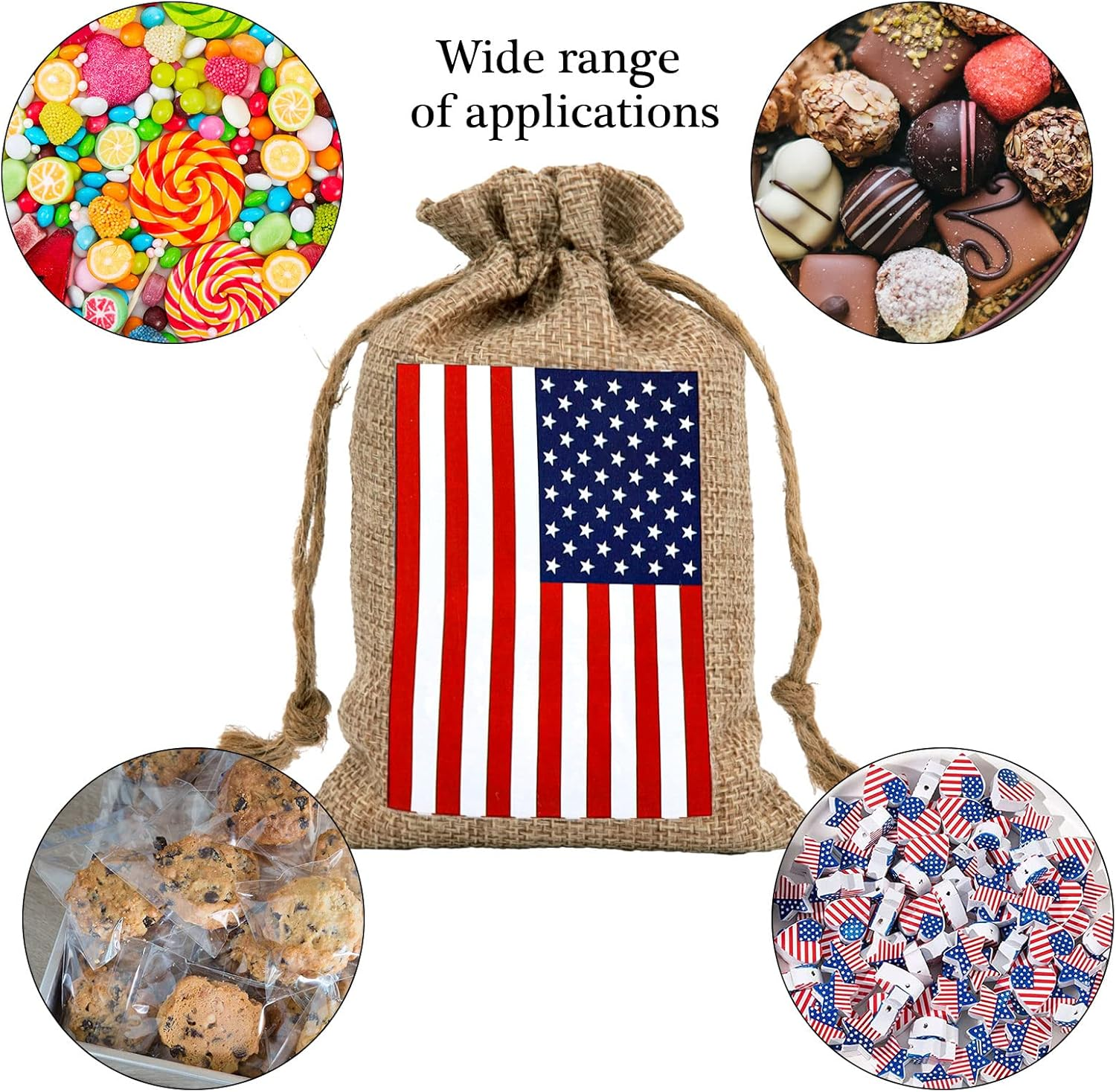 20Pcs 4Th of July Drawstring Gift Bags Patriotic American Flag Treat Goodie Bags Rustic Party Favor Pouch Bag for Independence Day Memorial Day Veterans Day Labor Day DIY Crafts Decor, 4 X 6 - Image 4