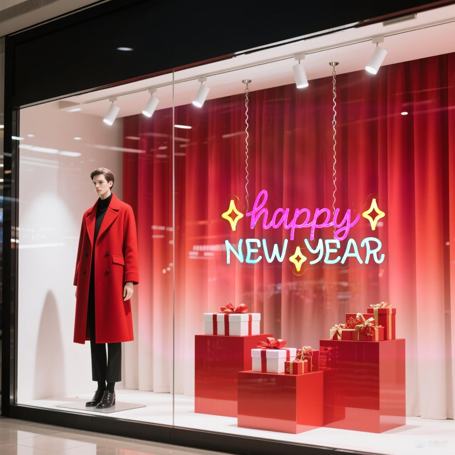 Happy New Year Neon Sign, LED Holiday Decor, Indoor Party Decoration - 16.5In×8.9In USB Powered Neon Light with 6 Dimmable Modes for New Year Decorations - Image 6