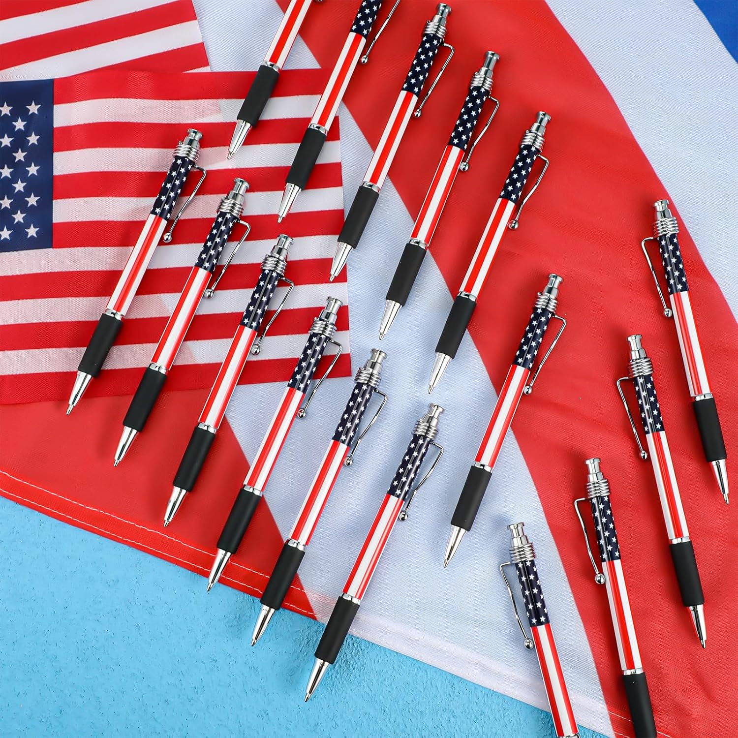 32 Pcs American Flag Ballpoint Pen USA Patriotic Themed 1.0 Mm Independence Day Black Gel Ink Ballpoint Pens for Writing Signing Home School Office Supplies Party Decor Favor(Classic) - Image 4