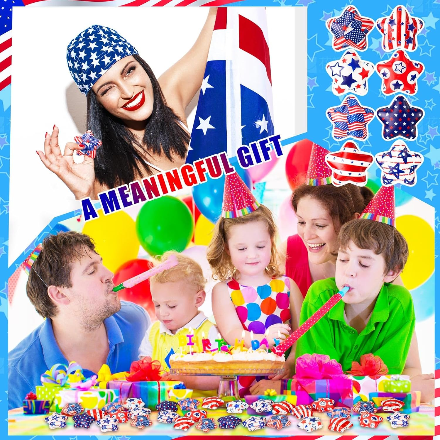 108 Pcs Patriotic Star Stress Ball Bulk 2 Inch Veterans Independence Day Mini Foam Stress Gifts Balls White Red Blue Relief Star Motivational Gifts for 4Th of July Party Carnival Reward(108 Pcs) - Image 7