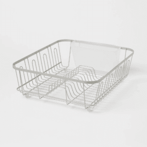 Large Steel Dish Drainer Brushed Nickel - Brightroom™: Freestanding Dish Drying Rack with Utensil Holder