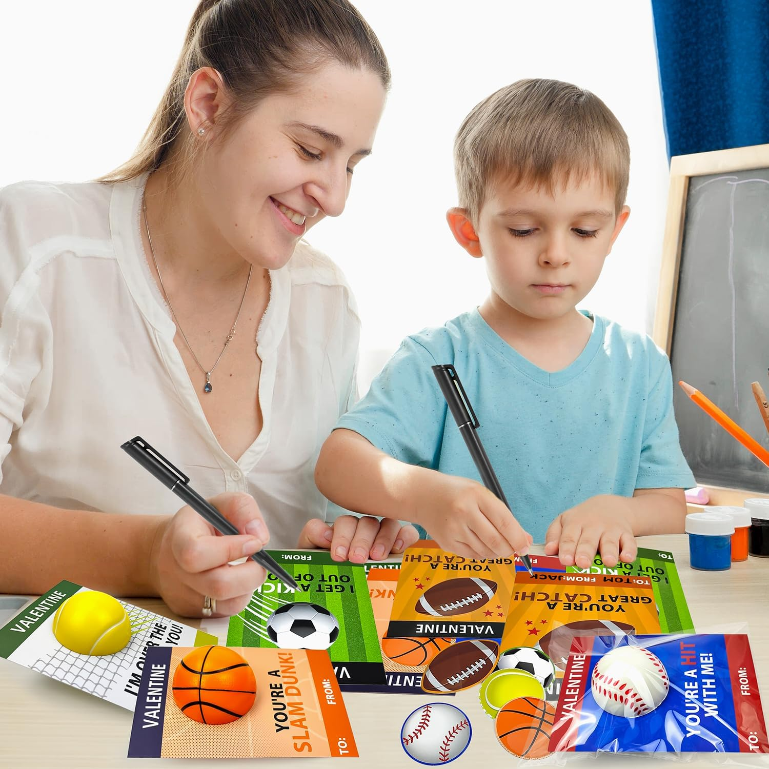 Valentines Day Sports Gifts Cards for Kids Classroom,20 Pack Foam Sport Ball Toys with Class Exchange Cards for Boys Girls,Valentine Goodie Bag Stuffers School Party Favors Prizes Treats for Toddlers - Image 3