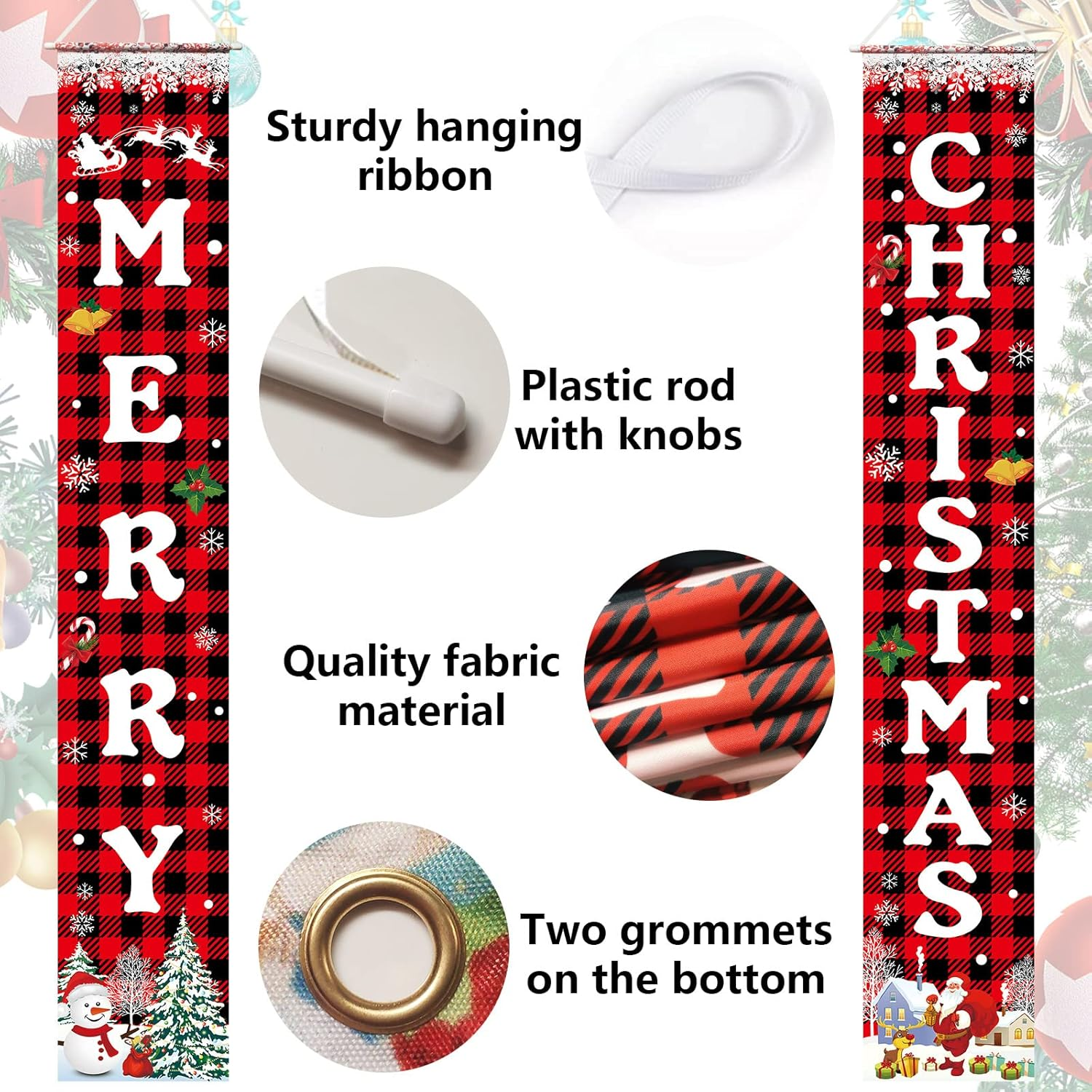 Christmas Decorations Merry Christmas Banner Xmas Porch Door Sign Welcome Banner for Wall Home Party Decor Christmas Decorations Indoor Outdoor - Image 4