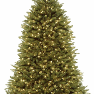 Pre-Lit Artificial Full Christmas Tree, Green, Dunhill Fir, Dual Color LED Lights, Includes Stand, 7.5 Feet, Dual Colored Lights