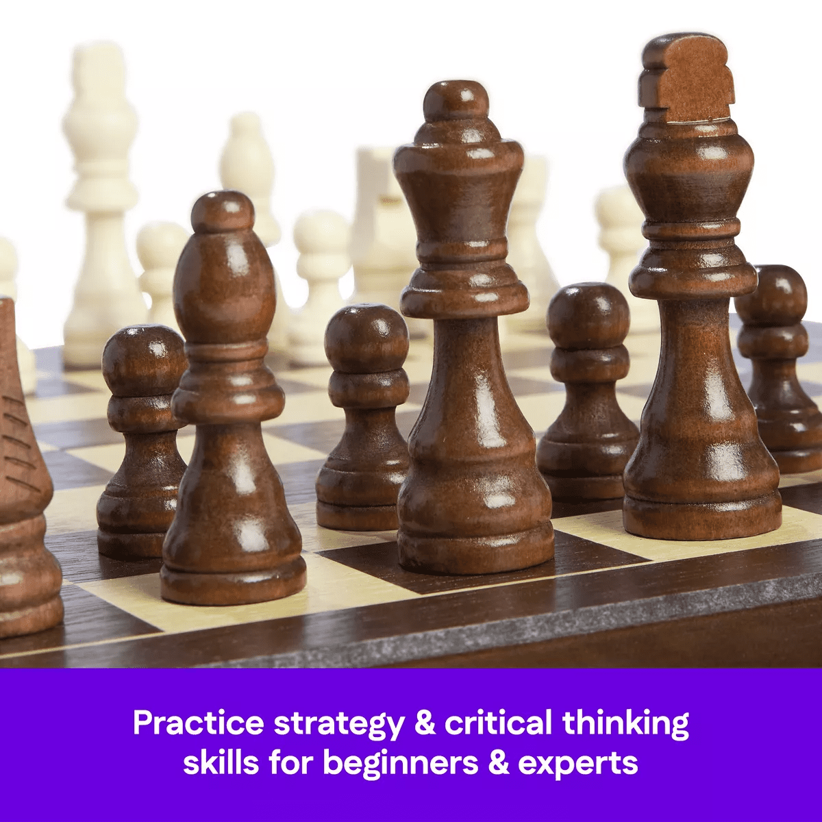 Game Gallery Wood Chess & Checkers Set - Image 3